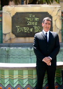 Rob Rhine outside Disney's Tower of Terror